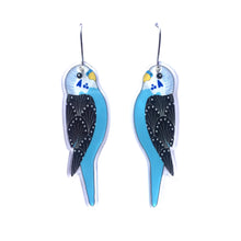 Load image into Gallery viewer, Blue Budgerigar Earrings