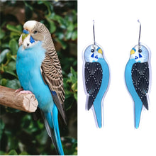 Load image into Gallery viewer, Blue Budgerigar Earrings