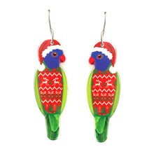Load image into Gallery viewer, Christmas Rainbow Lorikeet Earrings