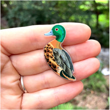 Load image into Gallery viewer, Chestnut Teal Duck Pin