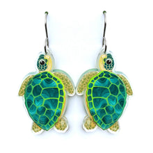 Load image into Gallery viewer, Green Sea Turtle Earrings