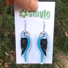 Load image into Gallery viewer, Blue Budgerigar Earrings