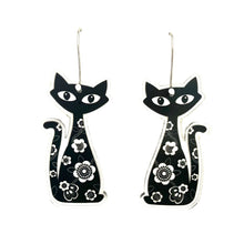 Load image into Gallery viewer, Black Retro Cat Earrings
