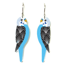 Load image into Gallery viewer, Blue Budgerigar Earrings
