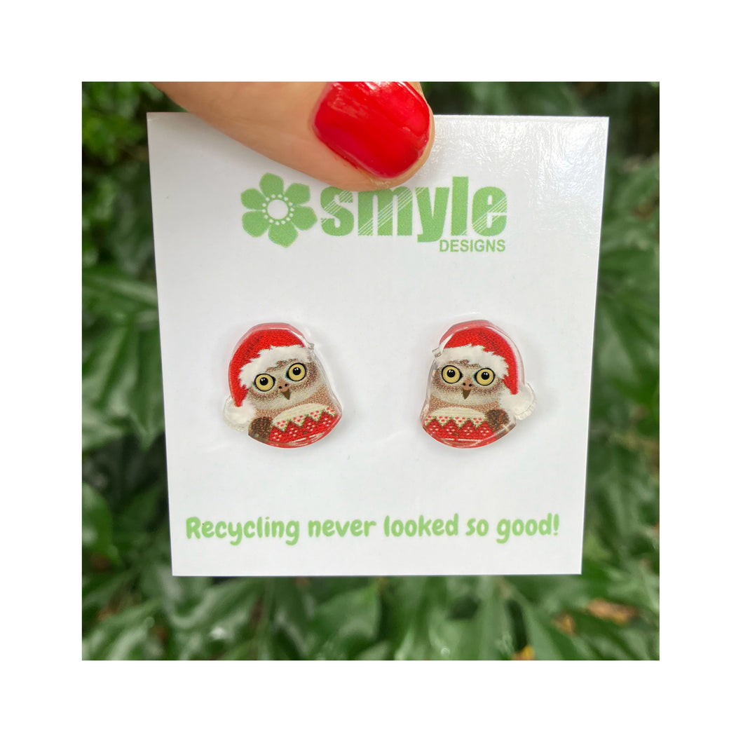 Christmas Barking Owl Studs