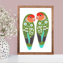 Load image into Gallery viewer, Green Love Bird Art Print
