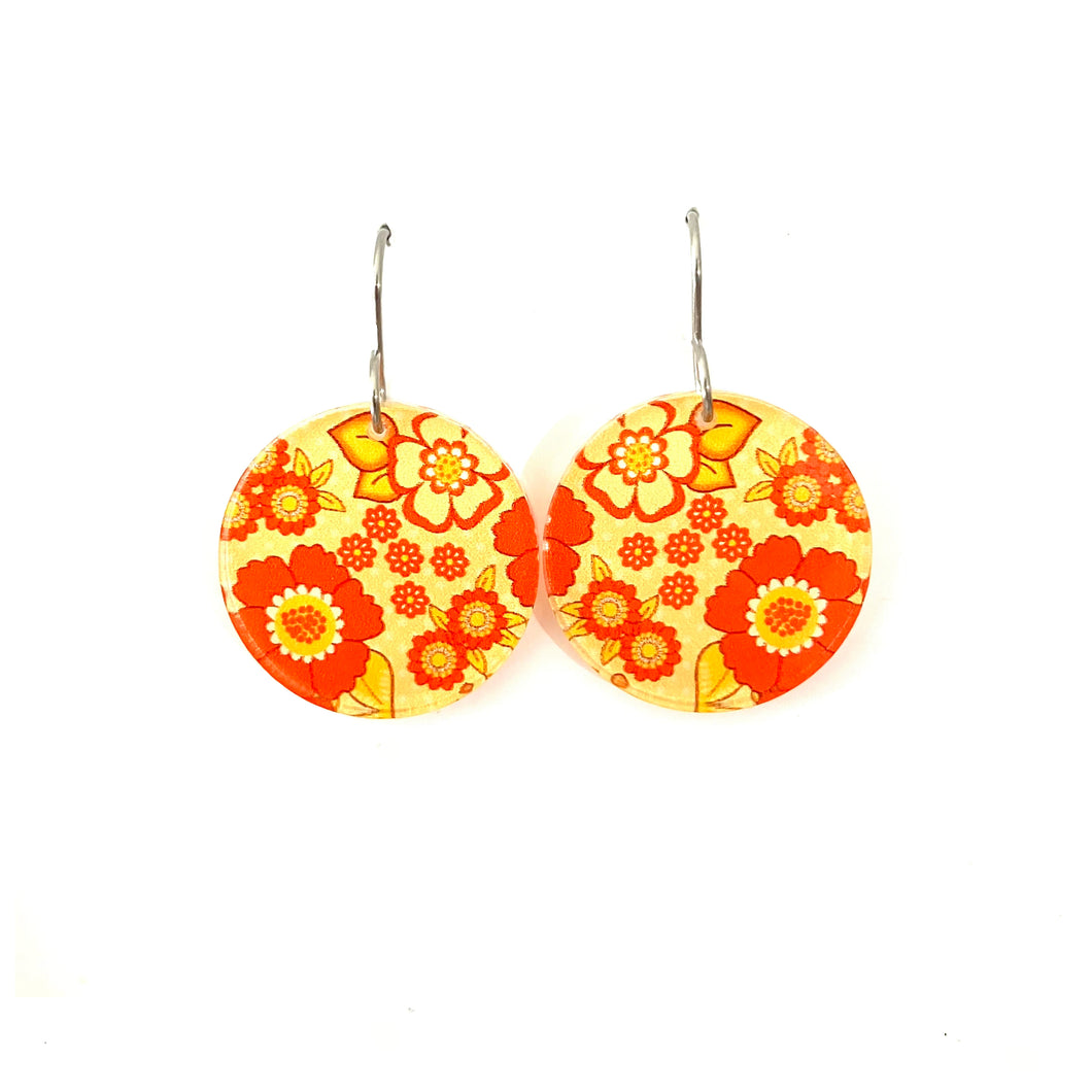 Retro Floral Orange Earrings