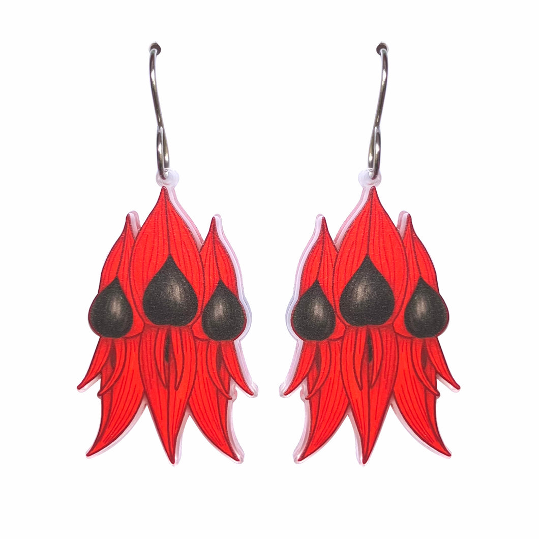 Sturt's Desert Pea Earrings -Floral Emblem of South Australia