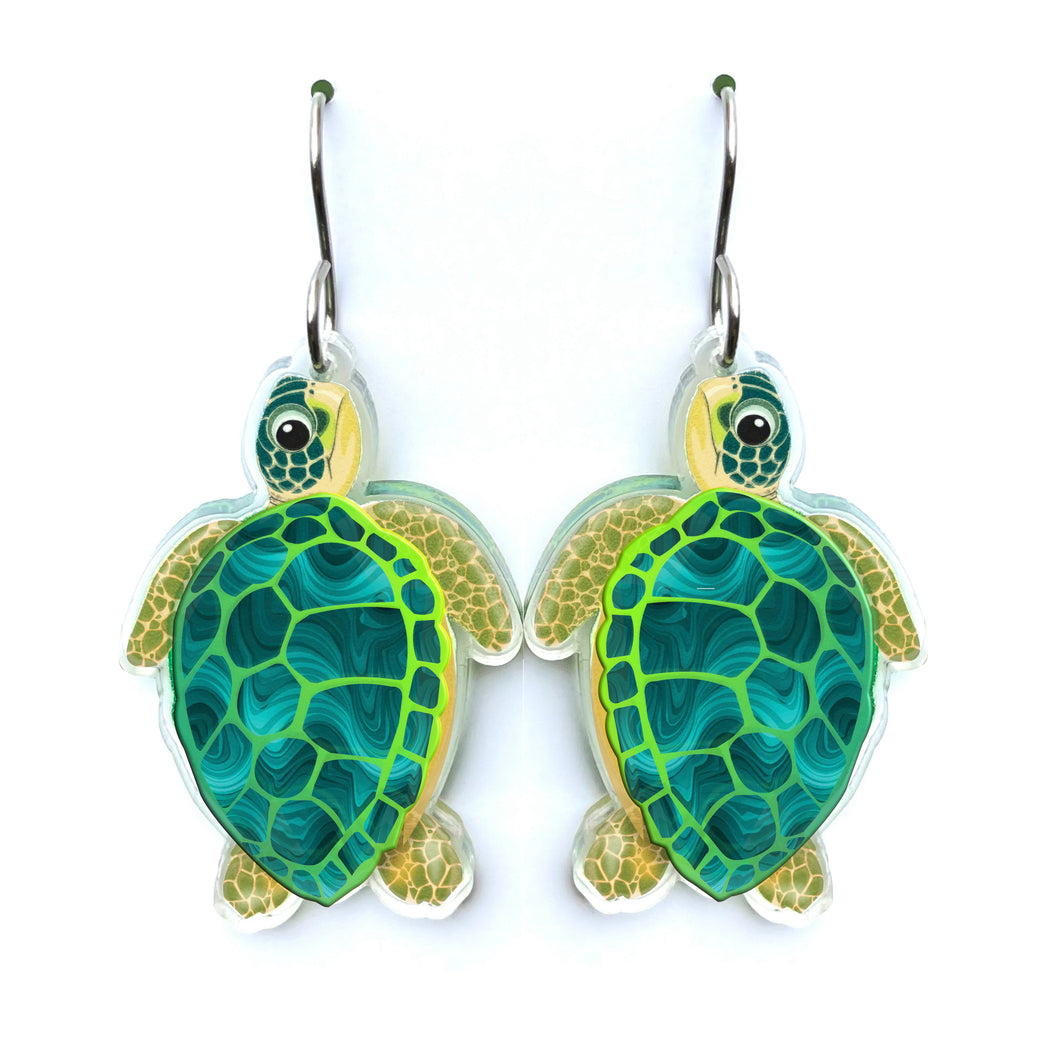 Green Sea Turtle Earrings