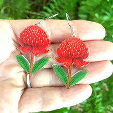 Load image into Gallery viewer, Waratah Earrings - Floral Emblem of NSW
