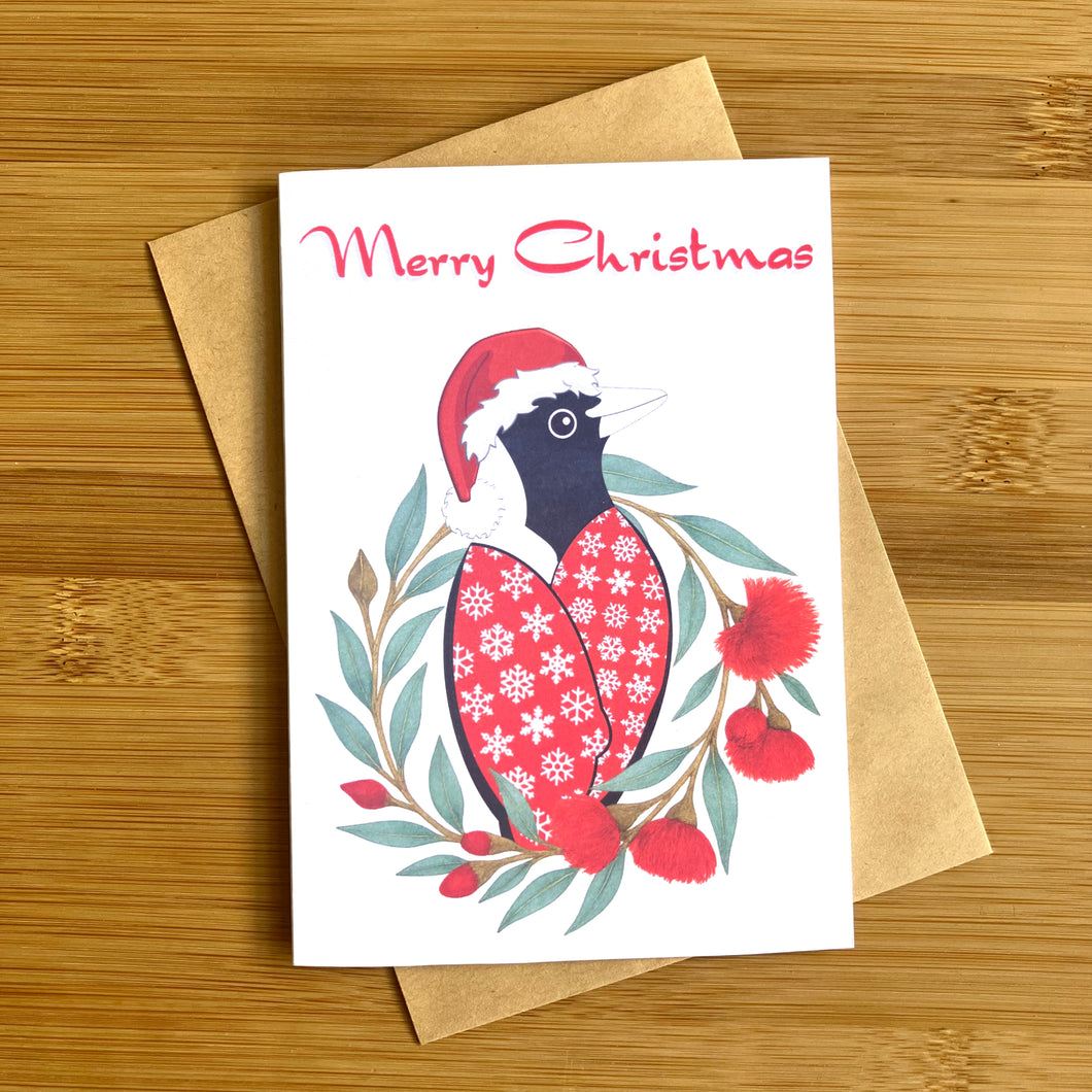 Christmas Magpie Greeting Card