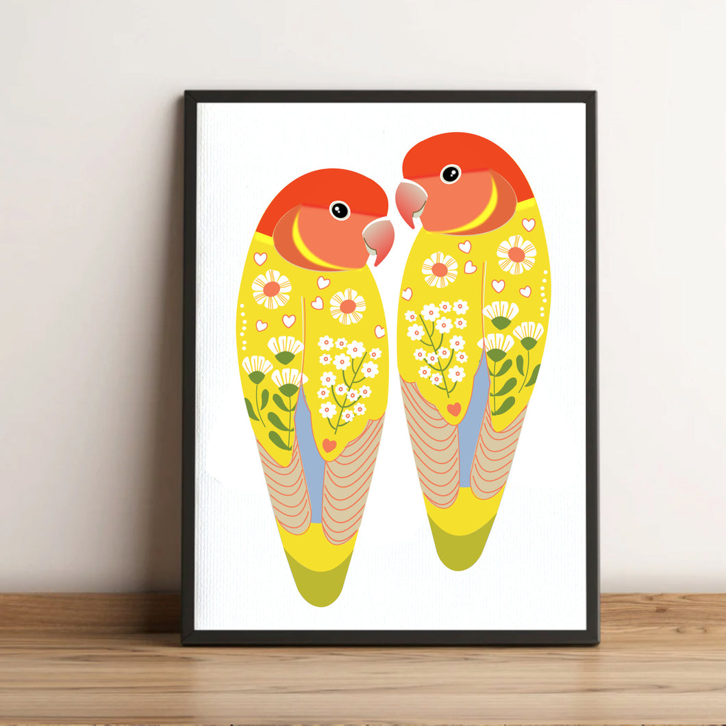 Yellow Love Bird Art Print