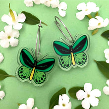 Load image into Gallery viewer, Green Butterfly Hoops
