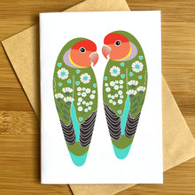 Load image into Gallery viewer, Green Love Birds Greeting Card
