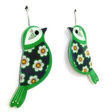 Load image into Gallery viewer, green bird earrings side view
